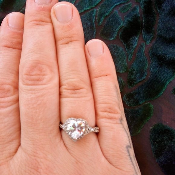 Vintage Jewelry - 2 FOR 1: Sterling Silver Cubic Zirconia Heart Ring